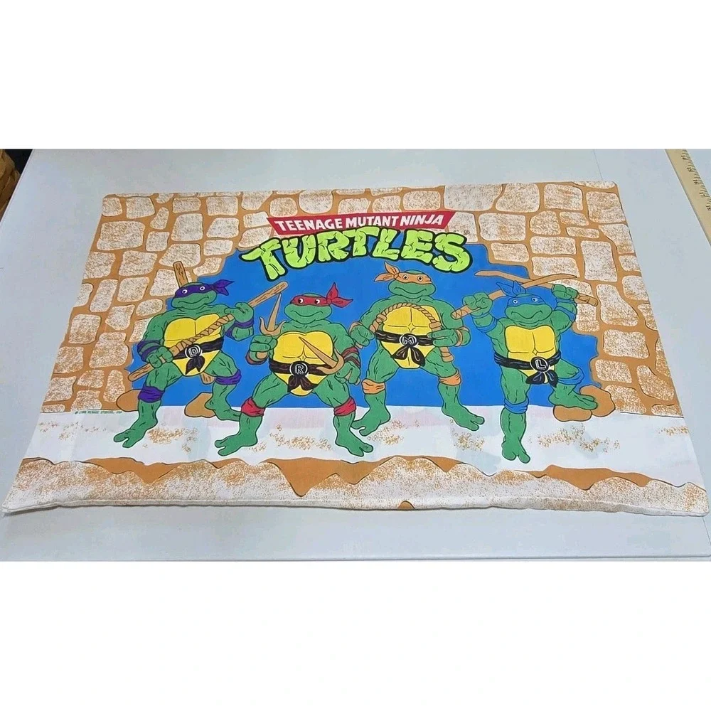 Vintage 1988 TMNT Teenage Mutant Ninja‎ Turtles Pillowcase 29x19 Bright Colors